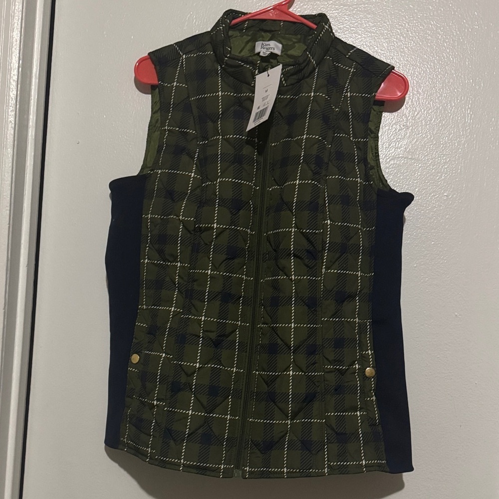 Green Plaid Sleeveless Vest